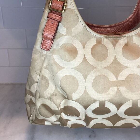 Coach Maggie Madison TanOrange OpArt Classic Hobo - Picture 4 of 16